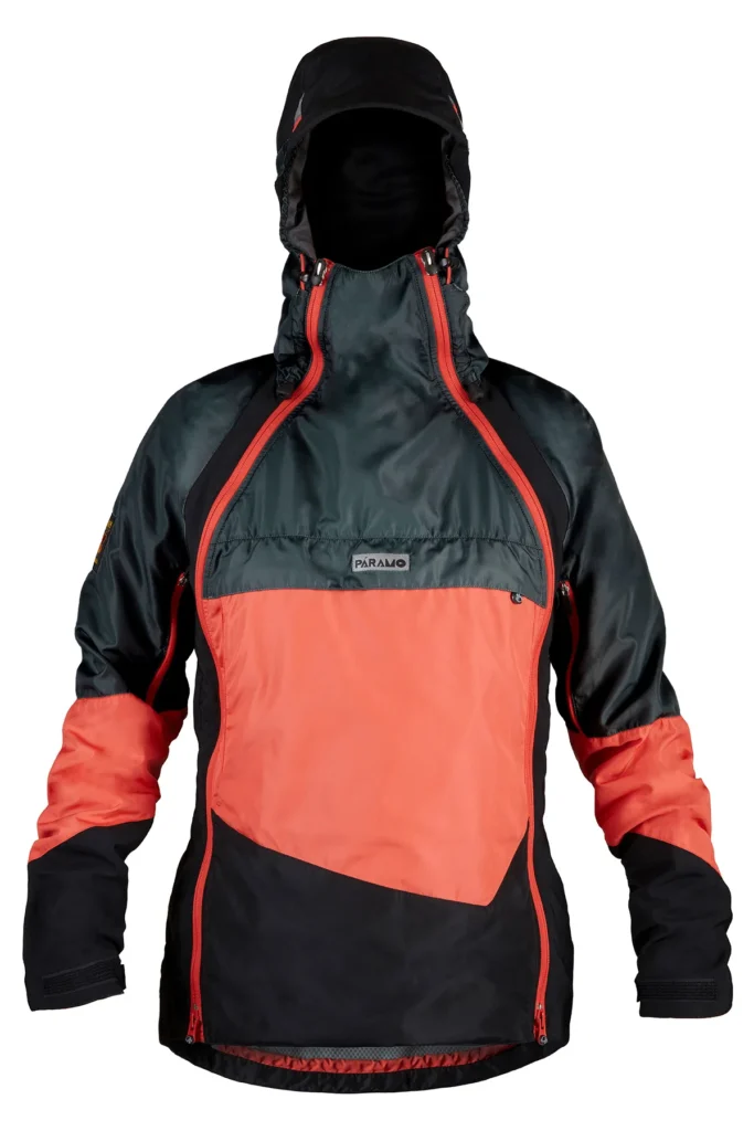 Womens-Velez-Evolution-Hybrid Smock-Hot-Coral-Steel-Black-Front V2 Womens Velez Evolution Hybrid Smock Hot Coral Steel Black Front V2